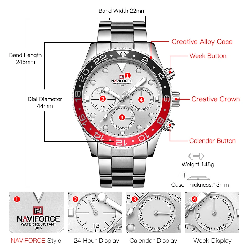 Часы NAVIFORCE мужские модные золотые повседневные Роскошные кварцевые спортивные