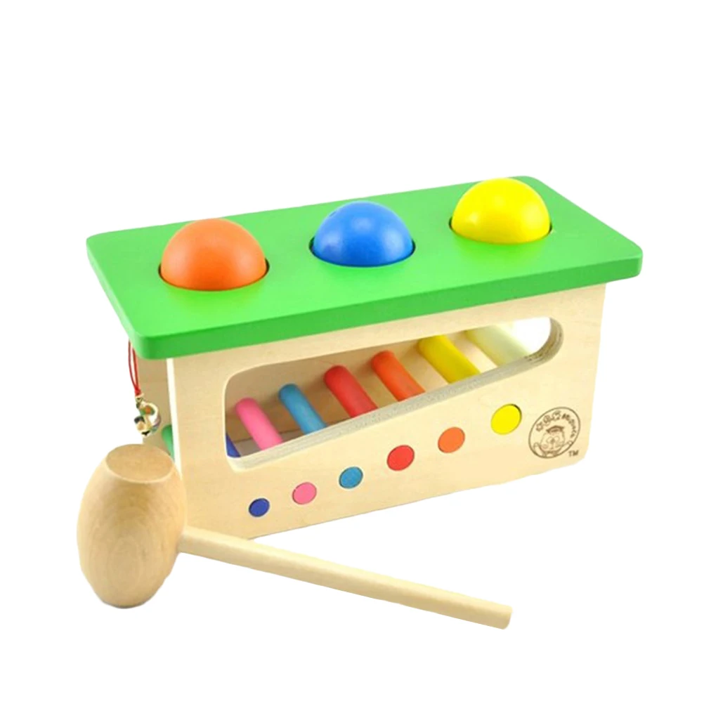 Дети красочные деревянные стук мяч игра игрушка весело прокатки молоток