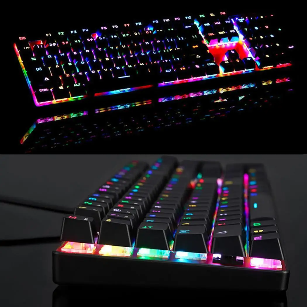 Проводная Механическая клавиатура 104 клавиши настоящий RGB синий переключатель