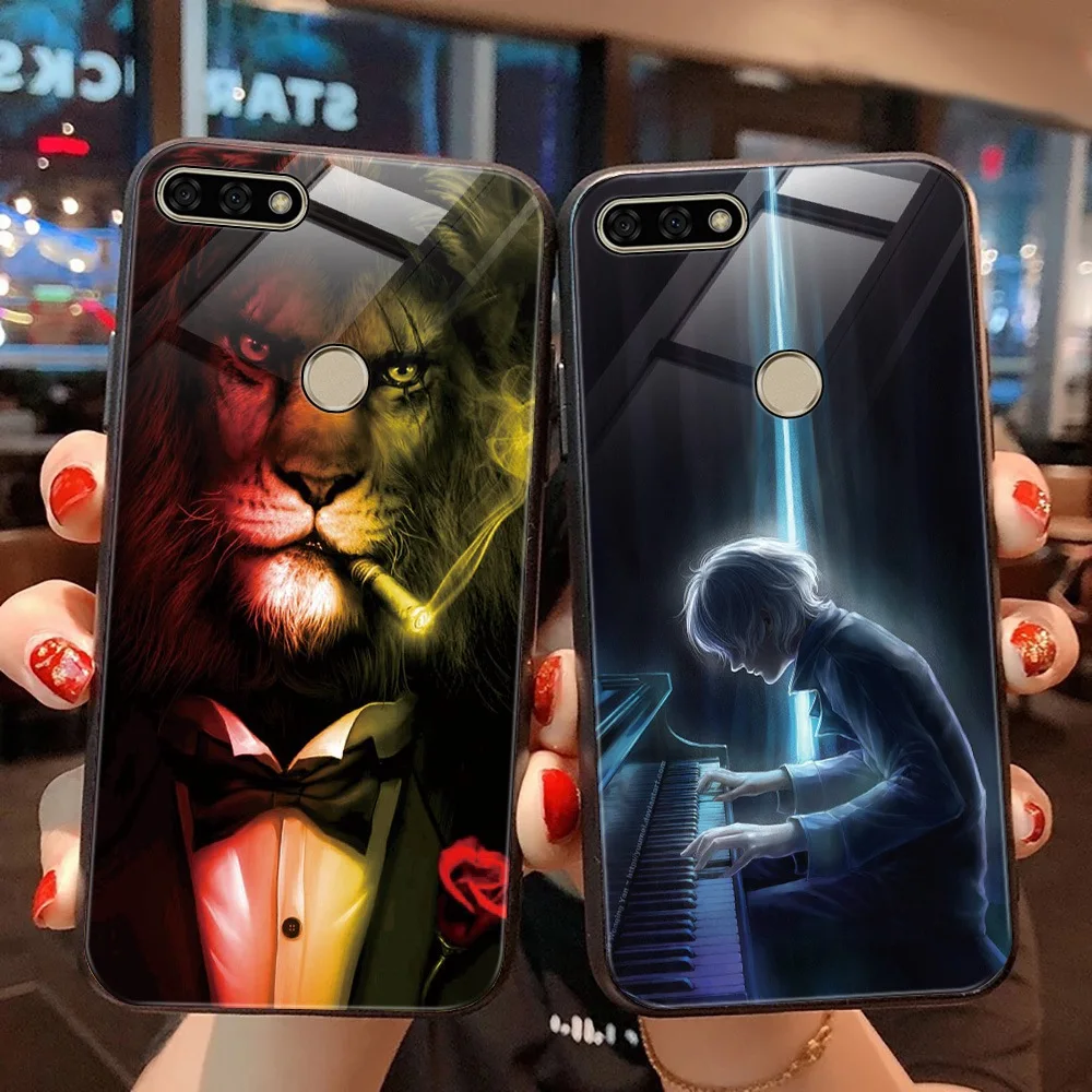 Светящийся стеклянный чехол для телефона Huawei P Smart Mate 10 20 Lite P20 P10 Nova 3 7S 7C Honor 7A 9 8X Play