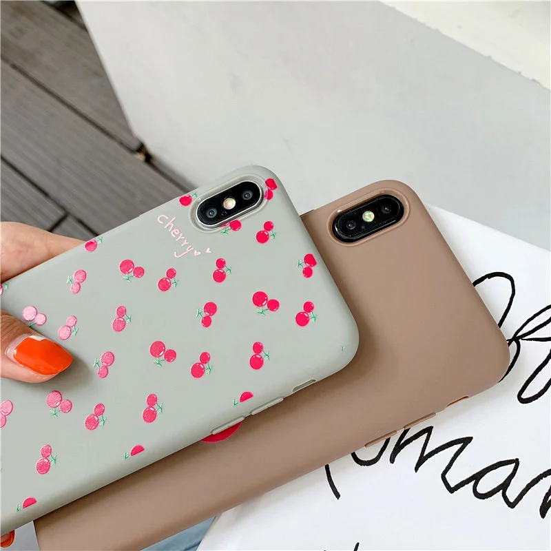 JONSNOW чехол для телефона iPhone 7 8 Plus 6 S XS XR Max вишневый узор мягкий силиконовый задняя