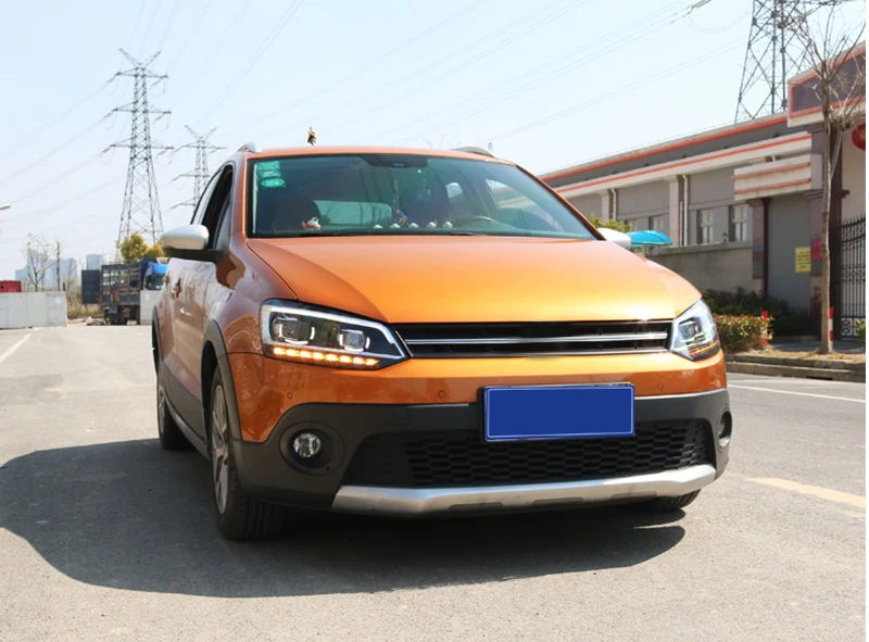 Roadot фары чехол для VW polo 2011 2017 светодиодные Противотуманные двухлучевые