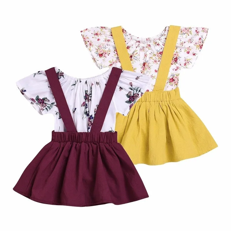 Комплект одежды из 2 предметов для маленьких девочек летние комплекты комбинезон