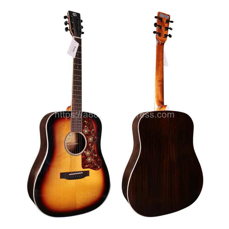Finlay Professional Guitar 41" Acoustic Solid Spruce Top/Rosewood Body guitars china With Hard case OM sunset | Спорт и