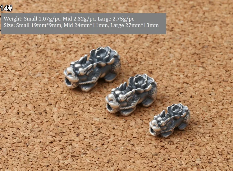 3D 100% 999 серебро Pixiu бусины Настоящее чистое фэншуй свободные богатство пиксиу Piyao