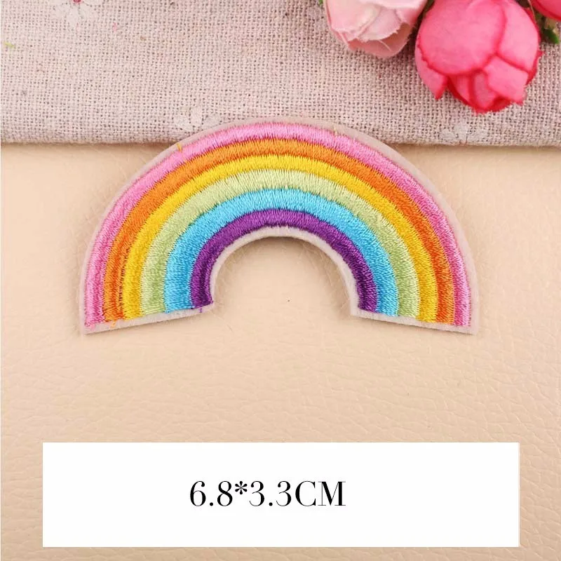 

PGY Anime Rainbow Patch Applique Cute Cartoon Iron On Band-aid Patches crocodile Embroidered Patches For Clothing DIY Sticke