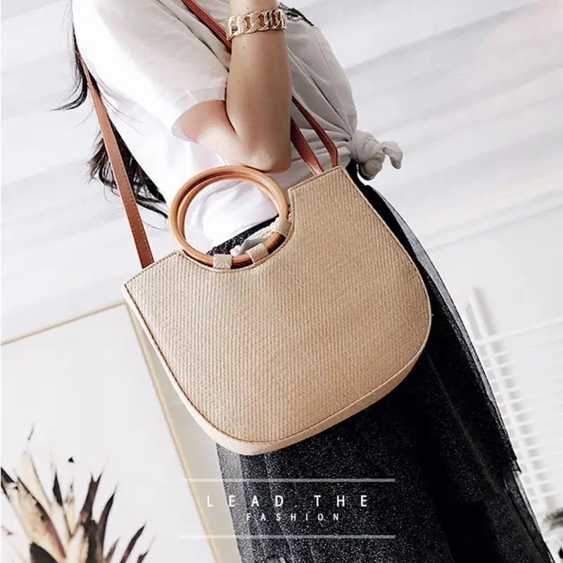 Сумка из ротанга женская летняя сумочка соломы модная пляжная сумка в