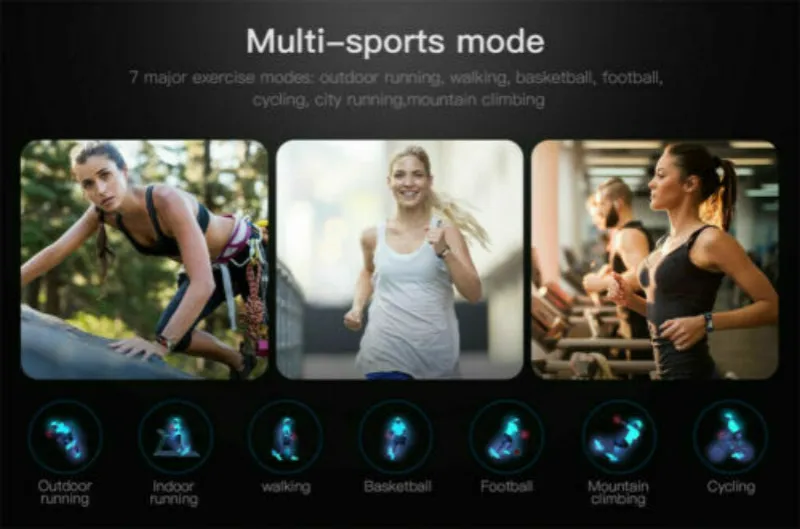 Bluetooth Смарт-браслет часы монитор сердечного ритма кровяное давление