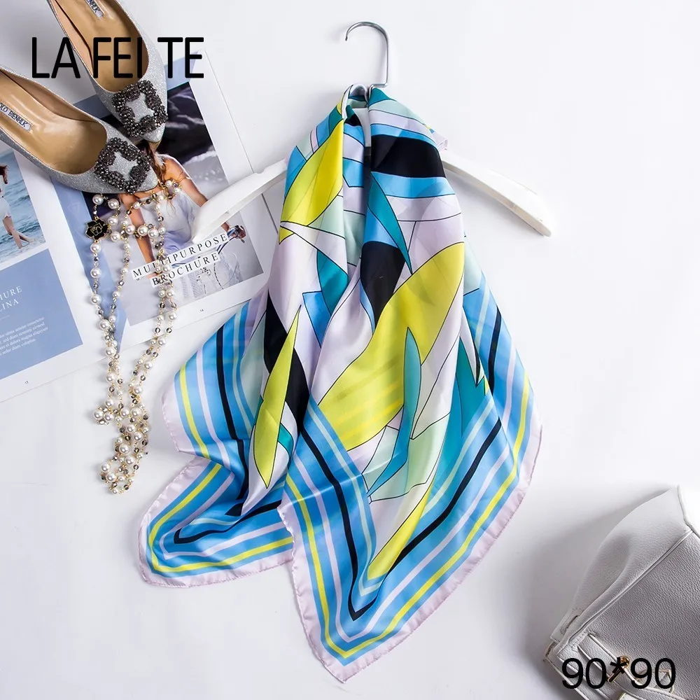 Женский шелковый шарф Sjaaltjes Haar Sjaal Foulard Femme шифоновый хиджаб шарфы для женщин 90*90