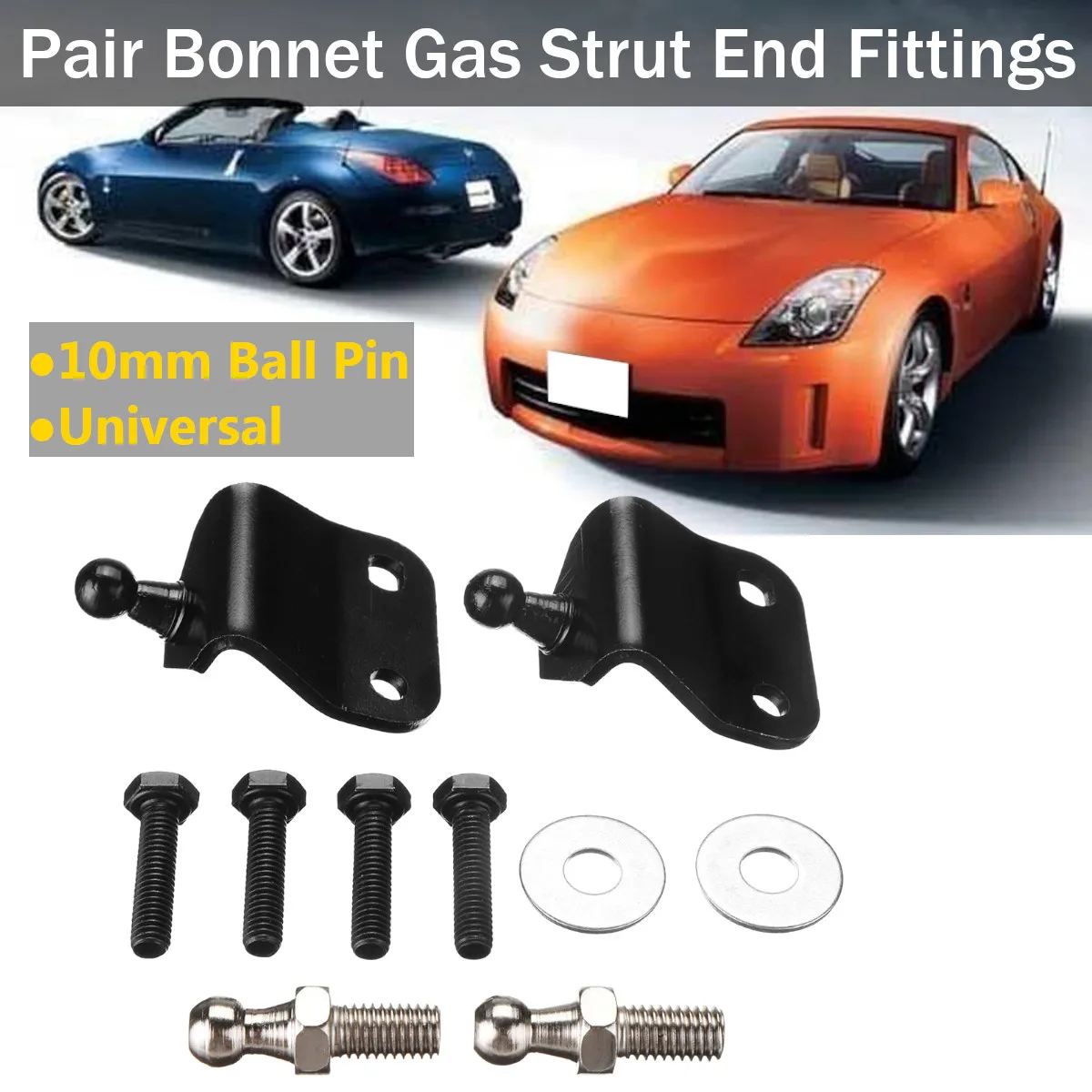 Черные газовые стойки для капота автомобиля 10 мм|Крепежные бруски| |