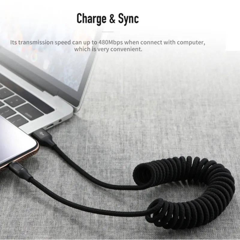 Rock USB кабель для iphone X 7 6 6s 5 Выдвижная пружинная линия Быстрая зарядка зарядное устройство данных для Lightning Кабель iphone зарядка rapide