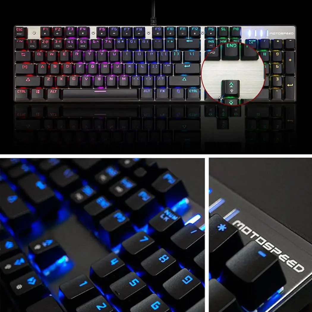 Проводная Механическая клавиатура 104 клавиши настоящий RGB синий переключатель