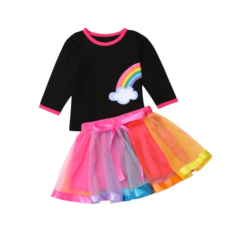 2 шт. KidsRainbow топы футболки + короткие юбки пачки наряд платья От до 6 лет|Комплекты