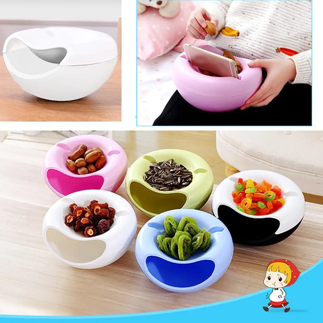 Double-layer Melon Seed Fruit Basket Organizer Kitchen Food White Pink Green Blue Snack Storage Box | Дом и сад
