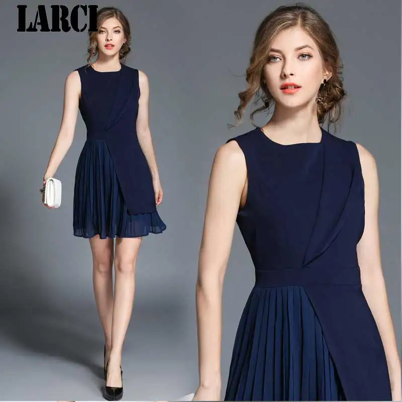 LARCI без рукавов голубое летнее платье Vestidos Verano 2018 Vestido повседневное вечерние