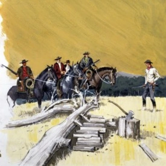 Группа ковбоев на лошади плакат с изображением холма печати (18x24) | Дом и сад