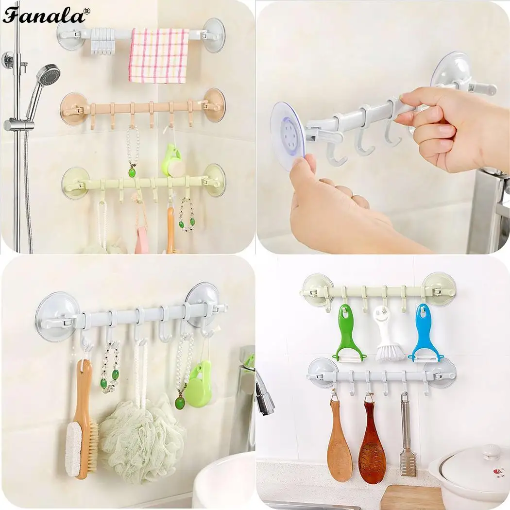 Прочная многофункциональная настенная присоска с 6 подвижными крючками стойка