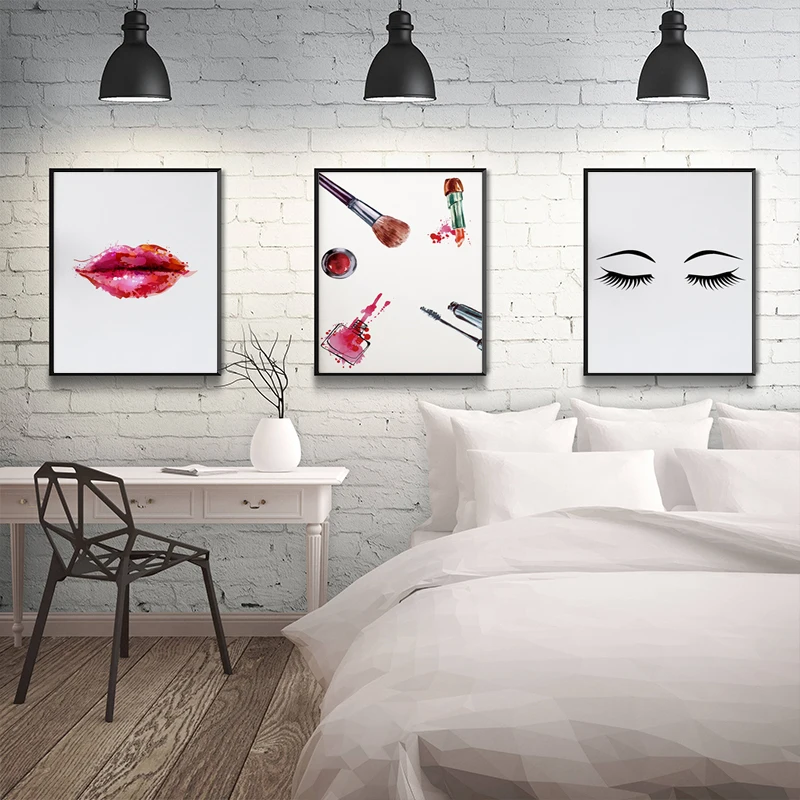 

Fashion Make Up Poster Eyelash Wall Art Beautiful Canvas Painting Illustration Salon Posters and Prints Cuadros Decoracion Salon