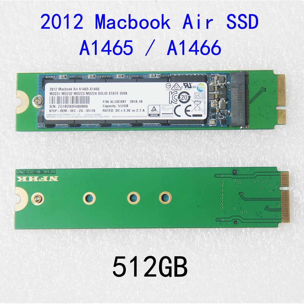 НОВЫЙ 512G SSD для 2012 Macbook Air A1465 A1466 Md231 Md232 Md223 Md224 твердотельный накопитель Mac 512 Гб