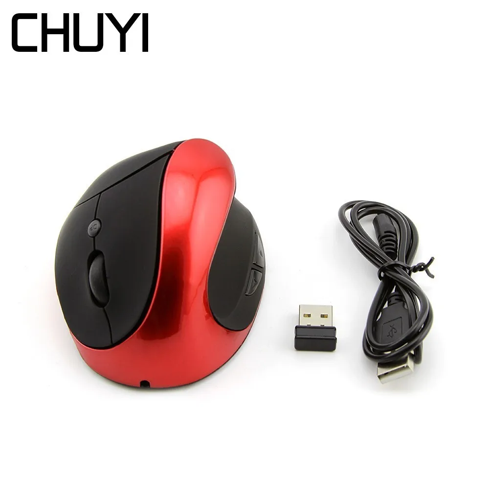 Мышь Компьютерная CHUYI беспроводная Вертикальная аккумуляторная 2 4 ГГц USB|Мыши| |