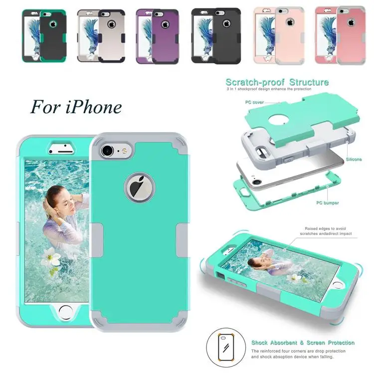 For iPhone 8 Plus Heavy Duty Armor Shockproof Hybrid Tough Hard Case Cover |