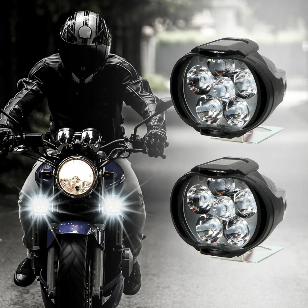 

1 Pair Motorcycles Headlight Working Spot Light 6 LED 1200LM Motorbike Fog Lamp Universal Super Bright LED Scooters Spotlight