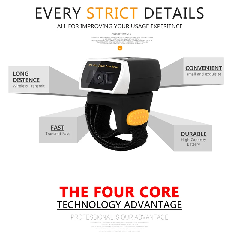 Netum R3 носимый Bluetooth кольцо Ccd сканер штрих-кода для мобильного телефона