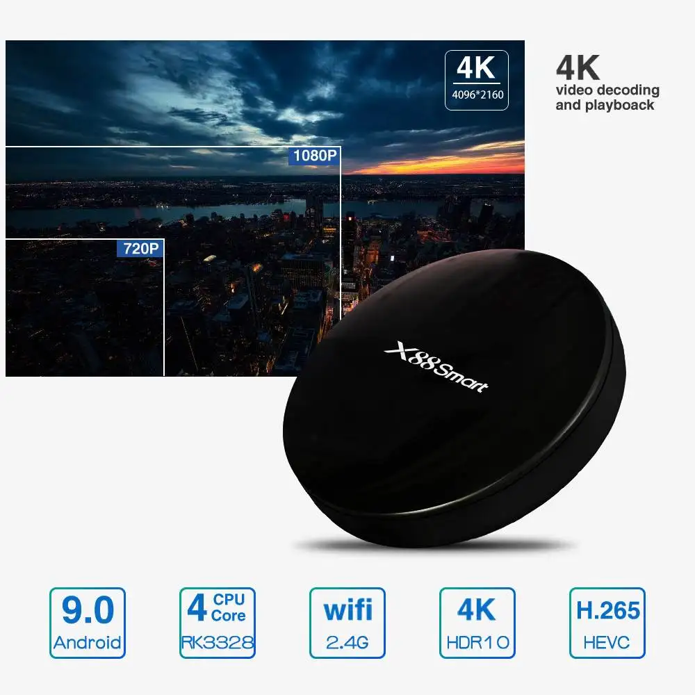 X88 Смарт ТВ коробка Android 9 0 RK33284G DDR4 32 Гб 2 4G RK3328 четырехъядерный высокоскоростной WIFI