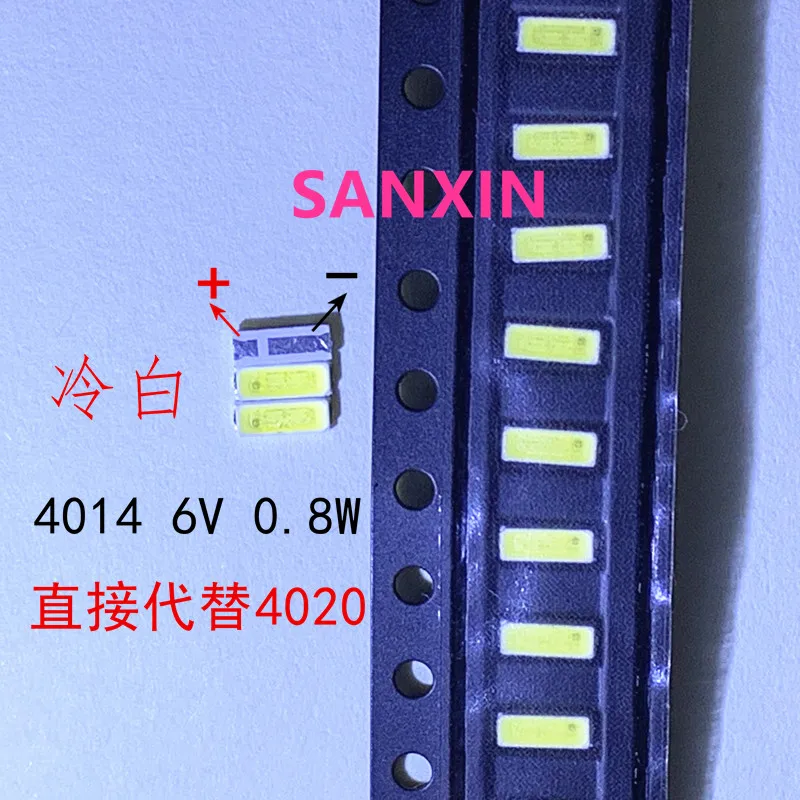 200 шт./лот PCT 4014 4020 чип-2 SMD светодиодные бусины Холодный белый 1 Вт 6 в ма для