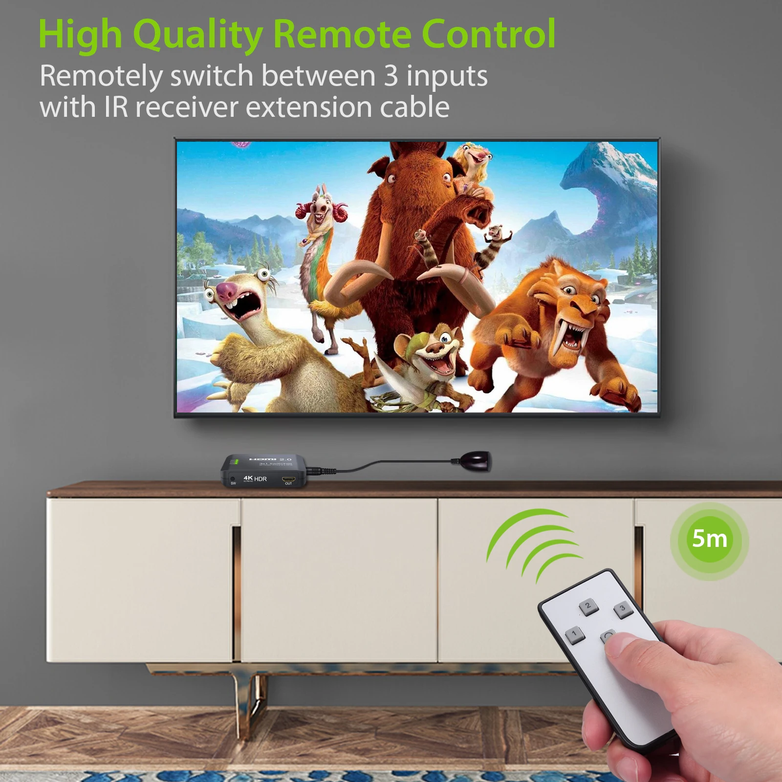 LiNKFOR 3-портовый Коммутатор HDMI 2 0 Поддержка порта 4K/60Hz YUV 4:4:4 HDR LPCM DTS7.1 DSD стандарт HD