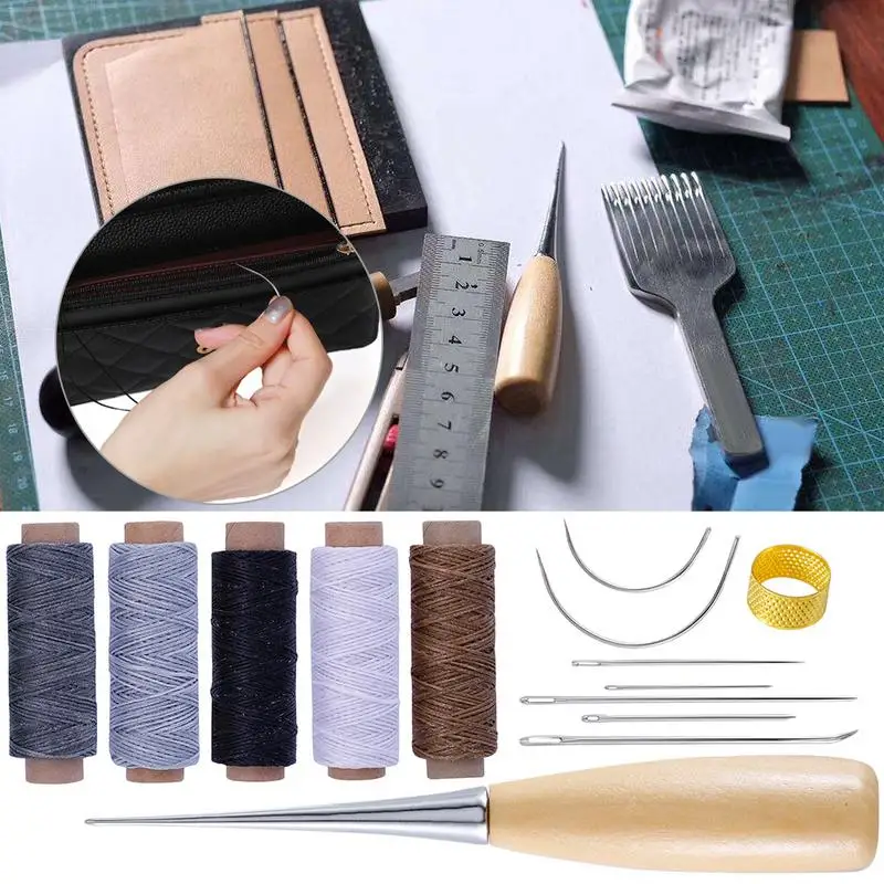 Портативный кожаный DIY Набор инструментов Легкая ручная швейная иголка для