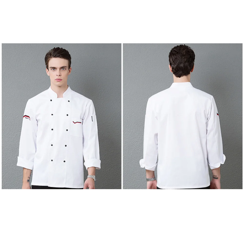 Unisex Long Sleeve Stand Collar Chef Shirt Top Restaurant Hotel Kitchen Costume New | Дом и сад