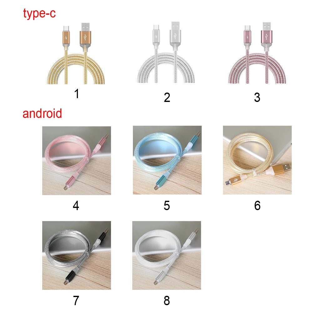Усиленный 1 м Micro USB кабель Type C металлический зарядный для передачи данных (1