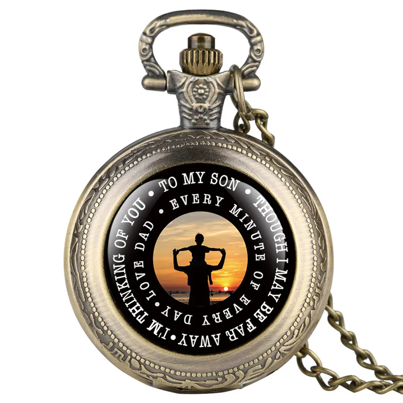 

Luxury Quartz Pocket Watch Retro Love Dad Series Pocket Watches for Child Full Cover Pendant Gift for Pocket Watch With Necklace