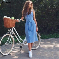 summer clothing blue striped dress cotton clothes sleeveless spaghetti strap off shoulder sexy women party dresses with belt
