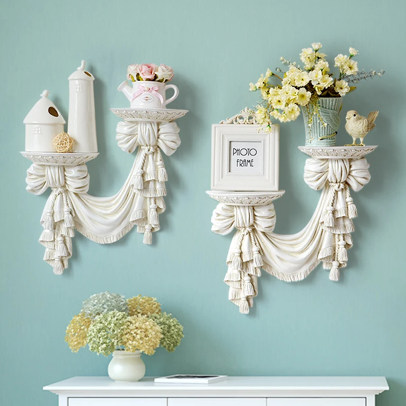 Online Decorative shelves in storage holders racks resin European Style home wall decor living room art Hanging mural Storage Plate