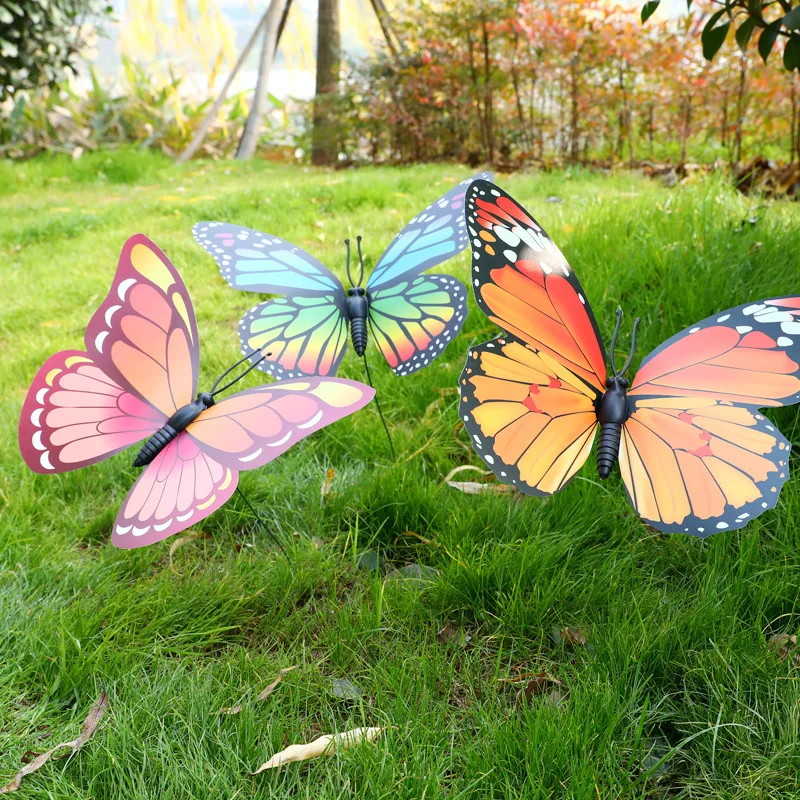 

1PC 30cm Artificial Butterfly Garden Decorations Simulation Butterfly Stakes Yard Plant Lawn Decor Fake Butterefly Random Color