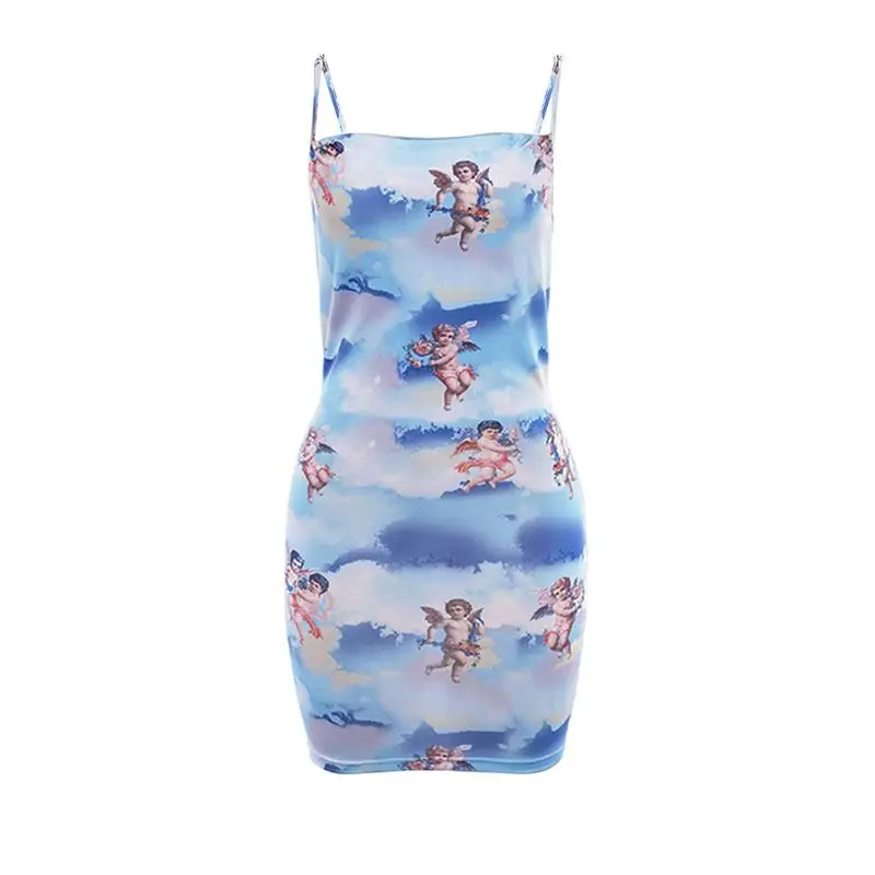 2019 Fashion New Print Mini Dress Women Sleeveless Deep V Neck Sexy Bodycon Elegant Lady Drop Shipping Hot Sale | Женская одежда