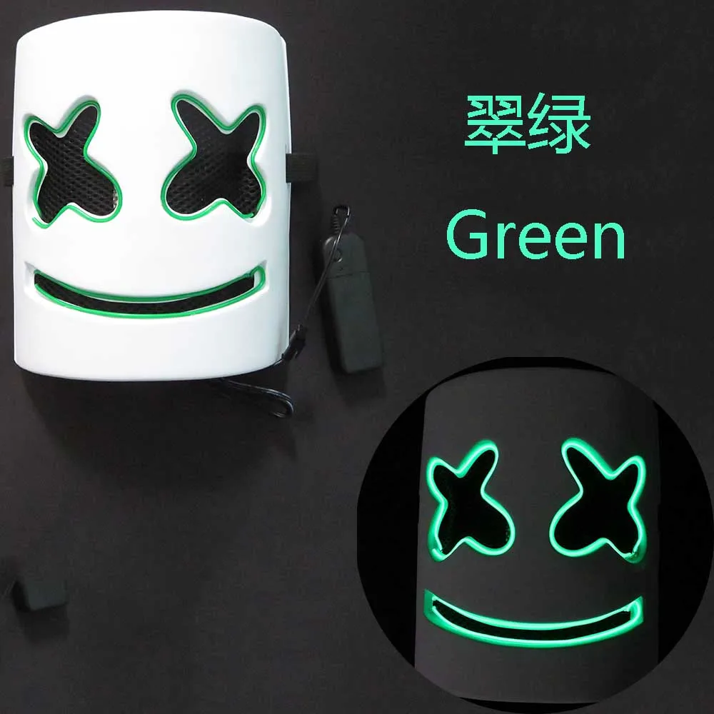 Хэллоуин Рождество светодиодная светящаяся маска marshmello диджея EL wire вечеринка