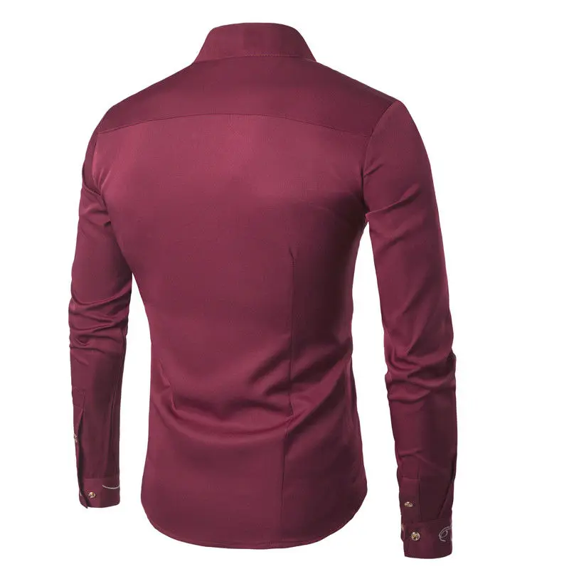 

Luxury Fashion Men's Irregular Hem Shirts Male Casual Slim Fit Shirt embroidery Long Sleeve Dress Shirts Casual Shirt Tops Man