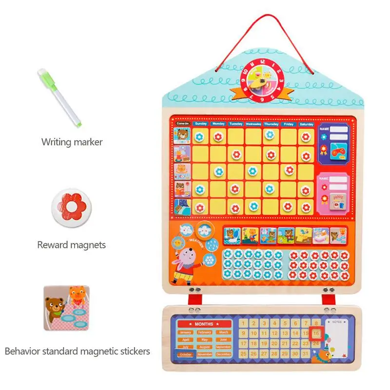 

Kid Wooden Magnetic Reward Activity Responsibility Chart Calendar Schedule Educational Learning Toys for Children Target Board