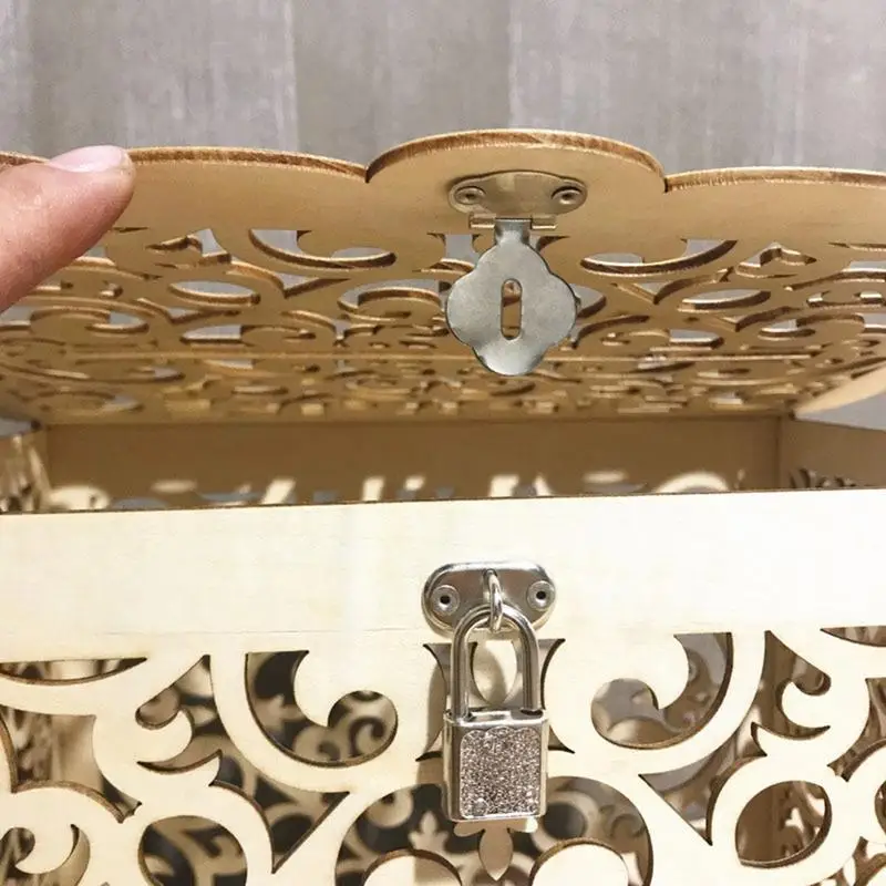 DIY деревянный узел коробка для свадебных карт с замком заселение Свадебная