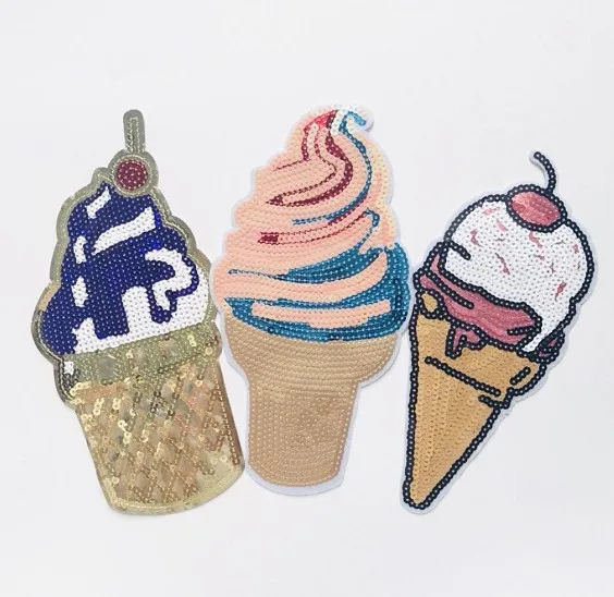 GUGUTREE embroidery Sequins big ice-cream patches foods badges applique for clothing LS-21 | Дом и сад