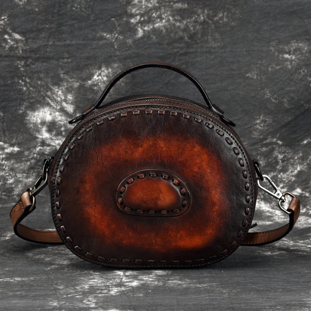 

High Quality Natural Skin Women Messenger Shoulder Top Handle Brush Color Genuine Leather Small Handbag Tote Cross Body Bags