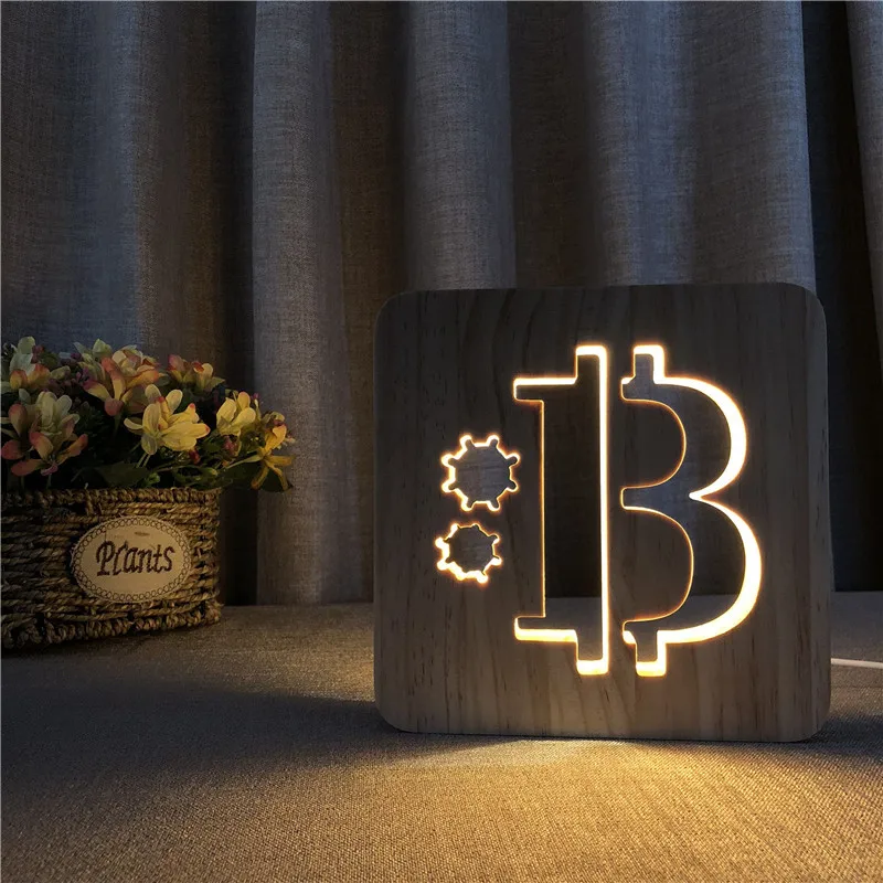 

Светодиодная деревянная лампа Usb ночник Биткоин Стиль 3d Luminaria детская лампа подарки на день рождения для детей Спальня декоративный ночник