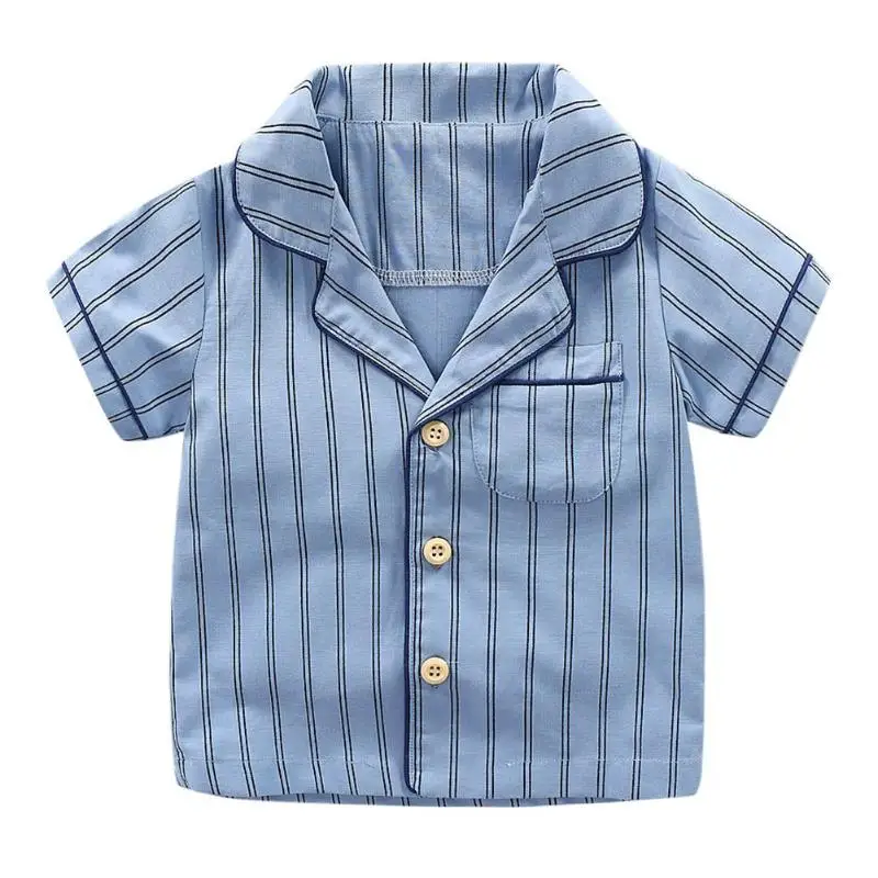 2pcs Baby Clothes Set Cotton Boys Stripe Clothing Children Short Sleeve Shirts Shorts Sleepwear Summer Loose Pajamas | Детская одежда и