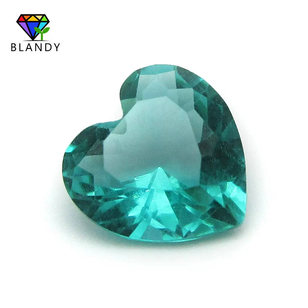 

Free Shipping 3x3~12x12mm Heart Shape Machine Cut Light Green Color Glass Stone Synthetic Gems For Jewelry