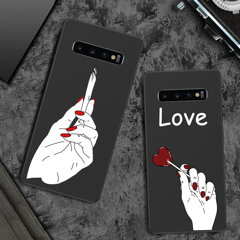 Lovebay Phone Case For Samsung Galaxy S8 S9 S10 Plus Lite Note 8 9 Cartoon Sexy Finger Love Heart Soft Silicon TPU |
