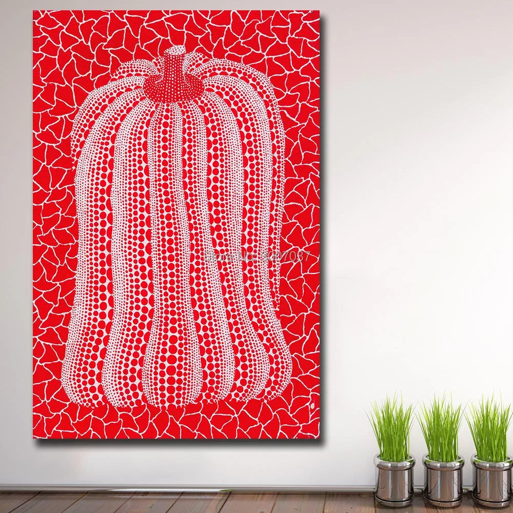 Домашний декор холст настенная живопись yayoi_kusama красная тыква 100% ручная роспись