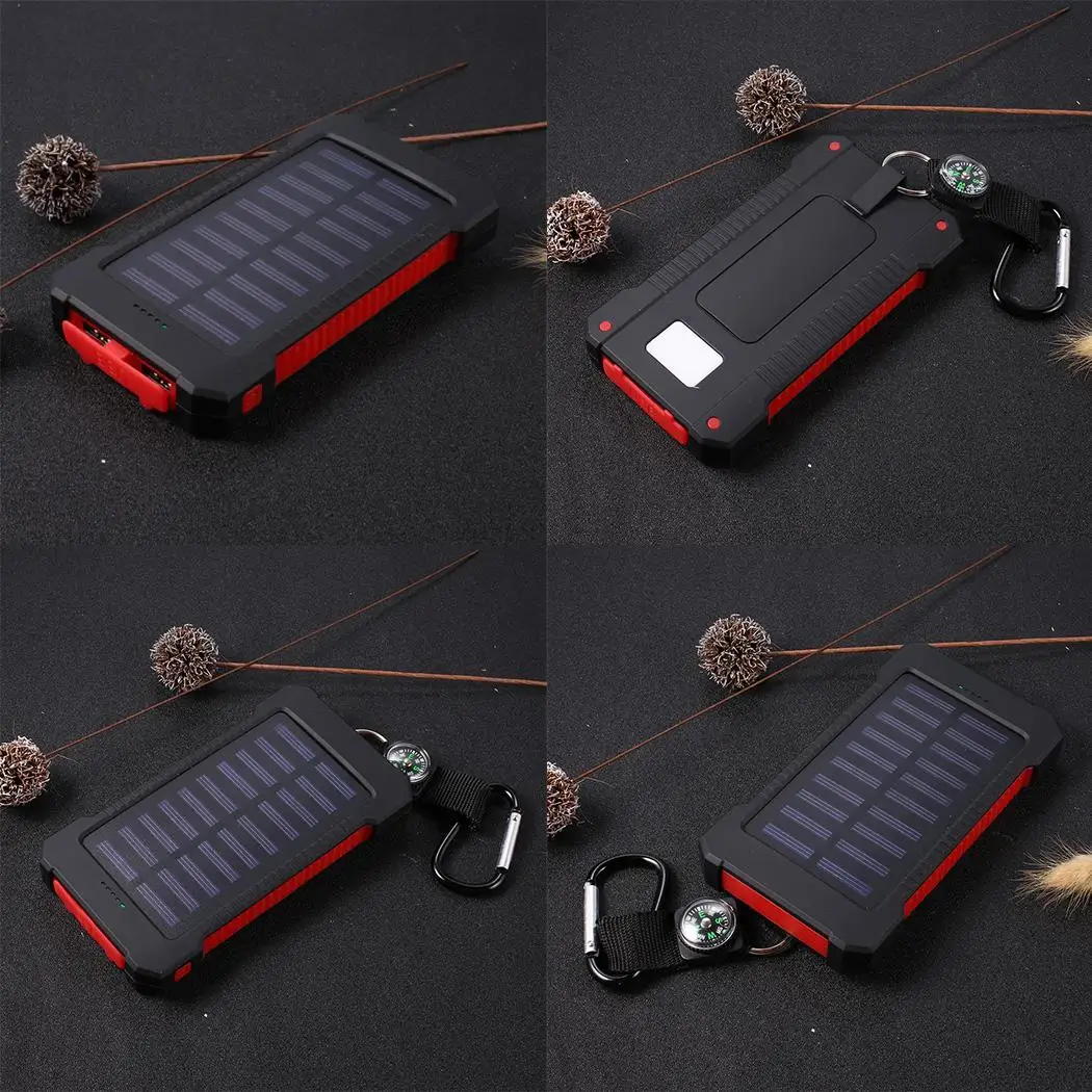 Внешний аккумулятор на солнечной батарее 30000 мАч водонепроницаемый внешний